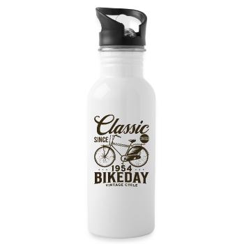 Bicycle Year 1954 Cyclist 70 Years Anniversary - Water bottle with straw - white - Right