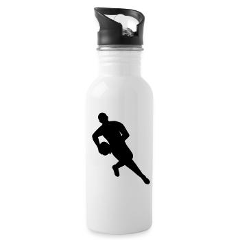 Rugby in Bewegung - Trinkflasche mit integriertem Trinkhalm - Weiß - Rechts