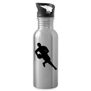 Rugby on the move - Water bottle with straw - silver - Right