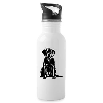 Labrador Hund Symbol - Trinkflasche mit integriertem Trinkhalm - Weiß - Rechts