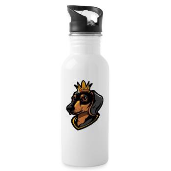 Dachshund Hund Kopf Dackel Krone - Trinkflasche mit integriertem Trinkhalm - Weiß - Rechts