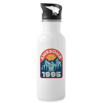 Awesome since 1995 - Trinkflasche mit integriertem Trinkhalm - Weiß - Rechts