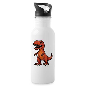 Dinosaurier T-Rex Halloween Lustig - Trinkflasche mit integriertem Trinkhalm - Weiß - Rechts