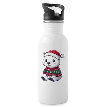 Polar Bear Christmas Comic - Water bottle with straw - white - Right