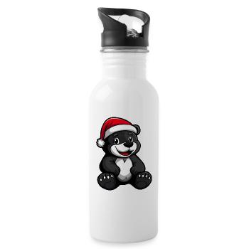 Bear Christmas Cute - Water bottle with straw - white - Right