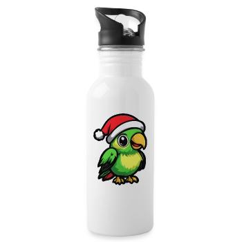 Parrot Christmas Cute - Water bottle with straw - white - Right