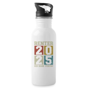 Rentner 2025 Ich habe fertig - Trinkflasche mit integriertem Trinkhalm - Weiß - Rechts