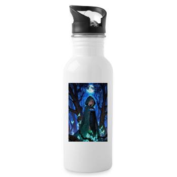 Anime Mädchen Magier Geister - Trinkflasche mit integriertem Trinkhalm - Weiß - Rechts