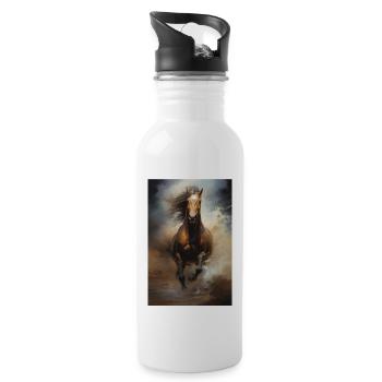 Pferd - Trinkflasche mit integriertem Trinkhalm - Weiß - Rechts