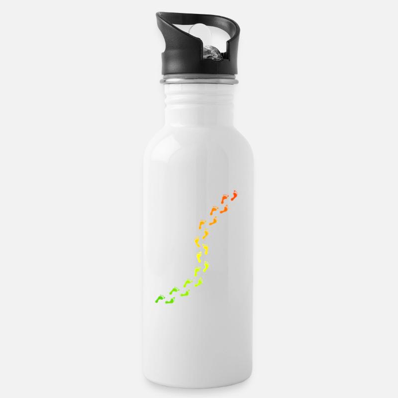 colorful footprints - Water bottle with straw - white