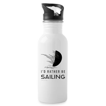 I`D LIEBER BE SAILING Sailing T-Shirt - Dunkelgrau - Trinkflasche mit integriertem Trinkhalm - Weiß - Rechts