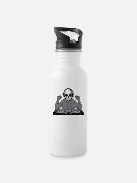 DJ Skull Face - Gourde avec paille intégrée - blanc