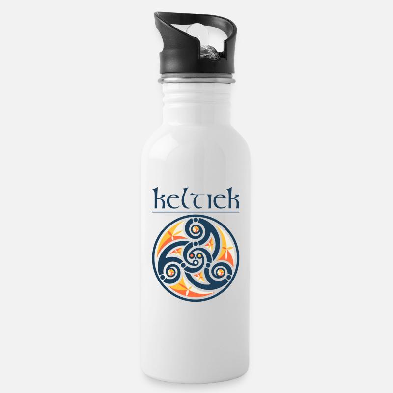 Triskell Keltiek Blue - Water bottle with straw - white