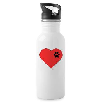 Template heart paw print design - Water bottle with straw - white - Right
