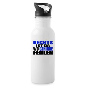 Rechts ist da wo Hirne fehlen AfD Demokratie links - Trinkflasche mit integriertem Trinkhalm - Weiß - Rechts