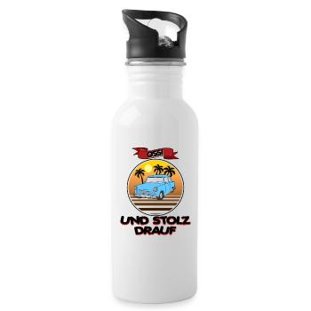 Osten Ossi DDR Ost stolz Trabi Geschenk Nostalgie - Trinkflasche mit integriertem Trinkhalm - Weiß - Rechts