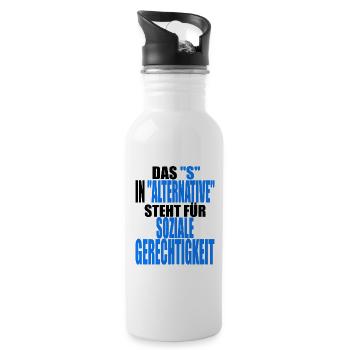 AfD stoppen gegen rechts Demokratie Vielfalt links - Trinkflasche mit integriertem Trinkhalm - Weiß - Rechts