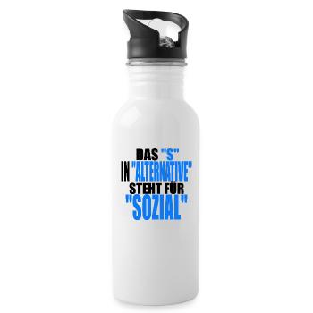 AfD stoppen gegen rechts Demokratie Vielfalt links - Trinkflasche mit integriertem Trinkhalm - Weiß - Rechts