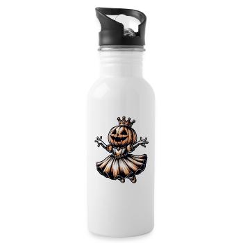 Halloween Kürbis Prinzessin mit Krone - Trinkflasche mit integriertem Trinkhalm - Weiß - Rechts