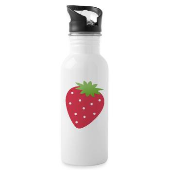 Erdbeere - Trinkflasche mit integriertem Trinkhalm - Weiß - Rechts