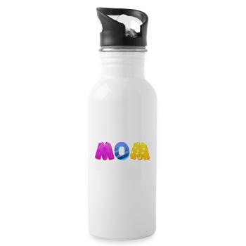 Baby Eltern Kind Geschenk Sprüche Geburt Mama Papa - Trinkflasche mit integriertem Trinkhalm - Weiß - Rechts