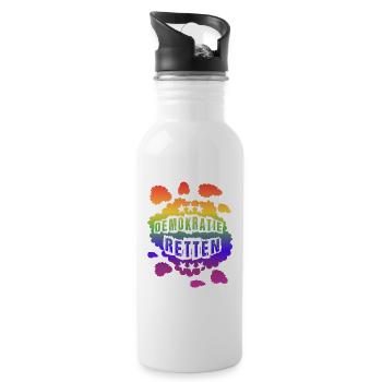 AfD stoppen gegen rechts Demokratie Vielfalt links - Trinkflasche mit integriertem Trinkhalm - Weiß - Rechts