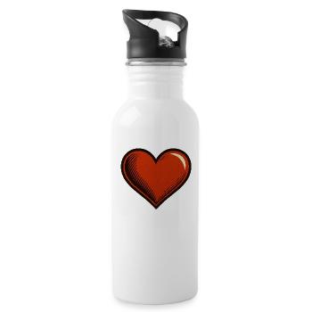 Deeply Drawn – A Heart with History - Water bottle with straw - white - Right