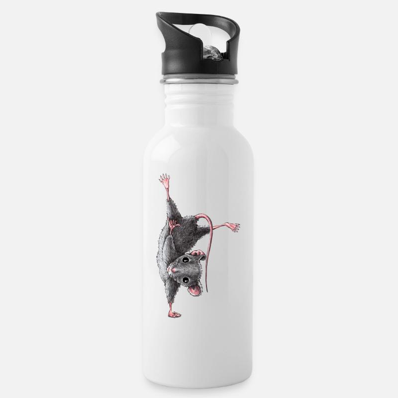 Maus - Trinkflasche mit integriertem Trinkhalm - Weiß