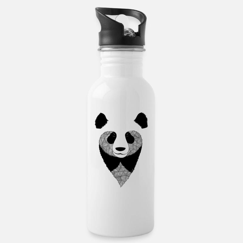 Panda design - Gourde avec paille intégrée - blanc