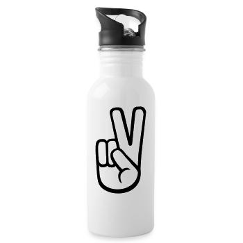 Peace - Trinkflasche mit integriertem Trinkhalm - Weiß - Rechts