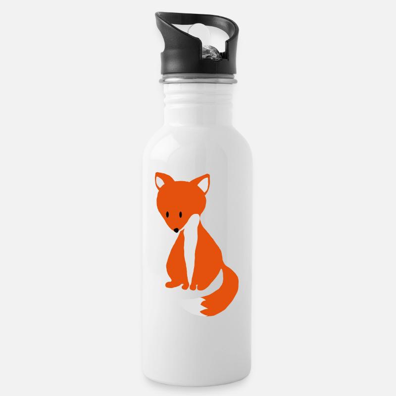 Fuchs - Trinkflasche mit integriertem Trinkhalm - Weiß