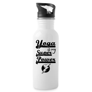 Superpower Yoga Fitness Gesundheit Geschenk - Trinkflasche mit integriertem Trinkhalm - Weiß - Rechts
