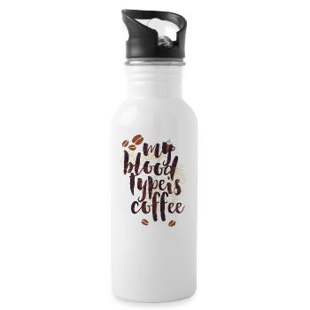 My blood Type is coffee- Blut Kaffee Blutgruppe - Trinkflasche mit integriertem Trinkhalm - Weiß - Rechts