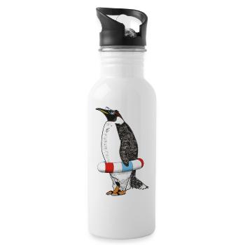 PINGUIN WARTET SOMMER - Trinkflasche mit integriertem Trinkhalm - Weiß - Rechts