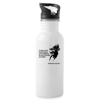 Gandhi Animal Rights - Water bottle with straw - white - Right