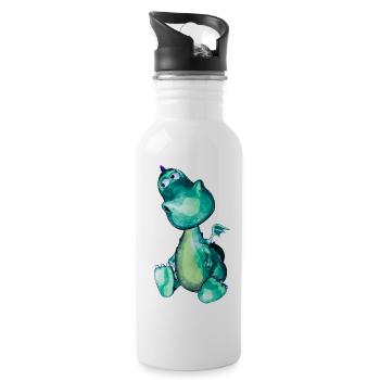 Dragon Ermel by Sabina Elisabeth - Trinkflasche mit integriertem Trinkhalm - Weiß - Rechts