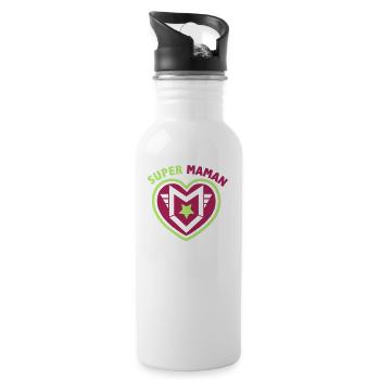 Super Maman Super Héros - Gourde avec paille intégrée - blanc - Droite