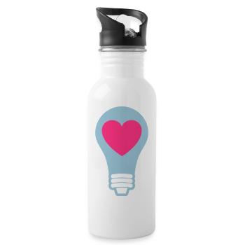 Light Bulb With Heart - Water bottle with straw - white - Right