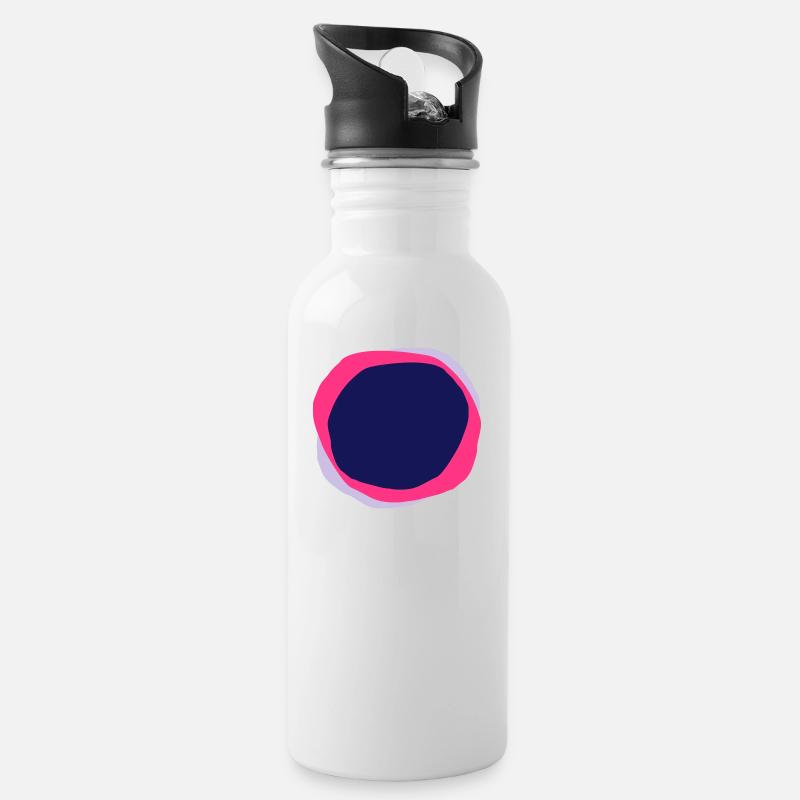 Psychedelische Kreise - Trinkflasche mit integriertem Trinkhalm - Weiß
