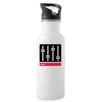Equalizer Mischpult Geschenk - Trinkflasche mit integriertem Trinkhalm - Weiß - Rechts