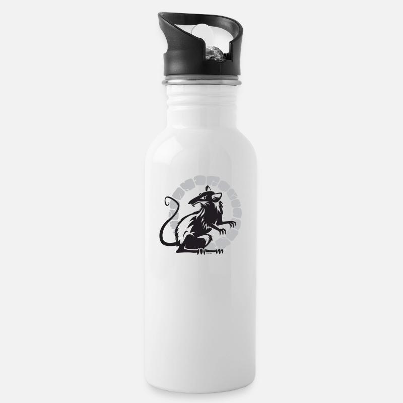Sewer Rat - Water bottle with straw - white