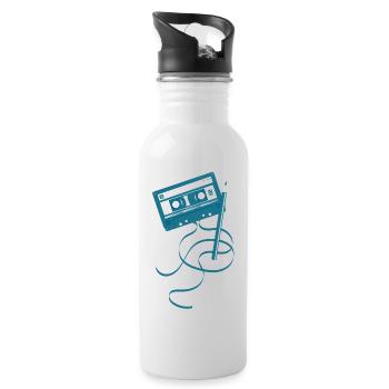 Musik Kassette - Trinkflasche mit integriertem Trinkhalm - Weiß - Rechts