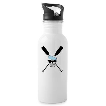 Paddel Ruder gekreuzt Schädel Totenkopf Skull 3c - Trinkflasche mit integriertem Trinkhalm - Weiß - Rechts