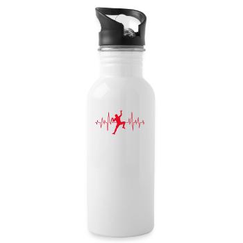 Climbing climbing mountain climbing heartbeat gift - Water bottle with straw - white - Right