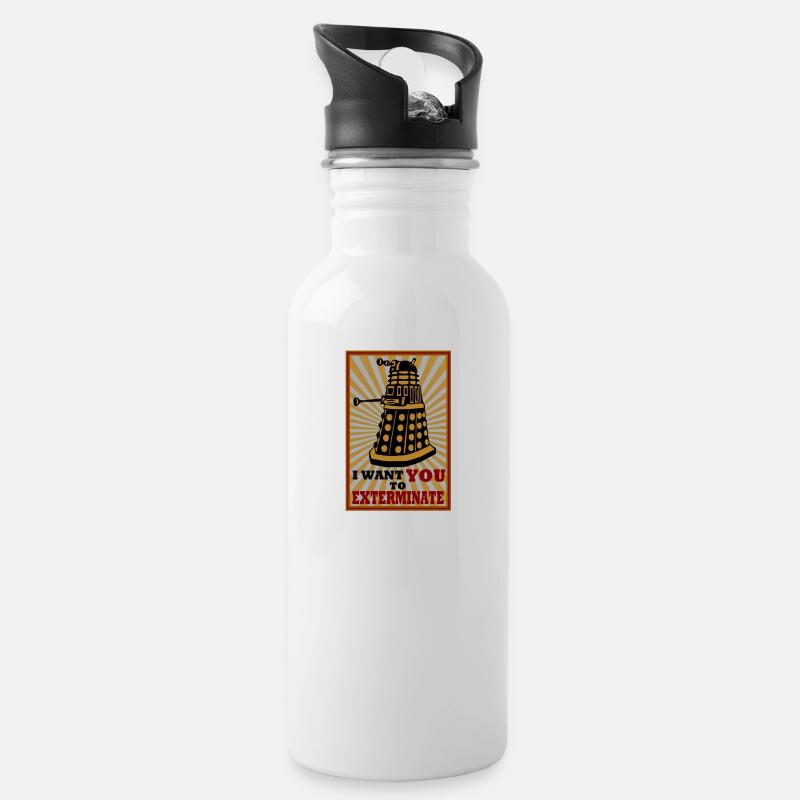 Dalek - Trinkflasche mit integriertem Trinkhalm - Weiß