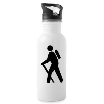 Wandern - Trinkflasche mit integriertem Trinkhalm - Weiß - Rechts