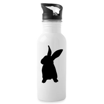 Kaninchen - Trinkflasche mit integriertem Trinkhalm - Weiß - Rechts