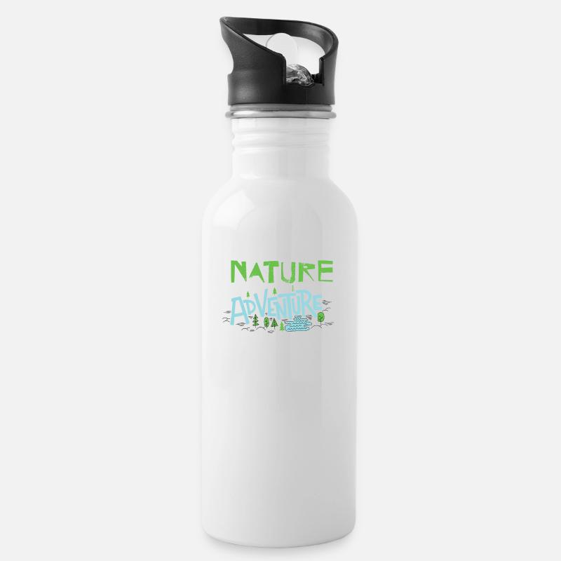 Nature Adventure - Trinkflasche mit integriertem Trinkhalm - Weiß