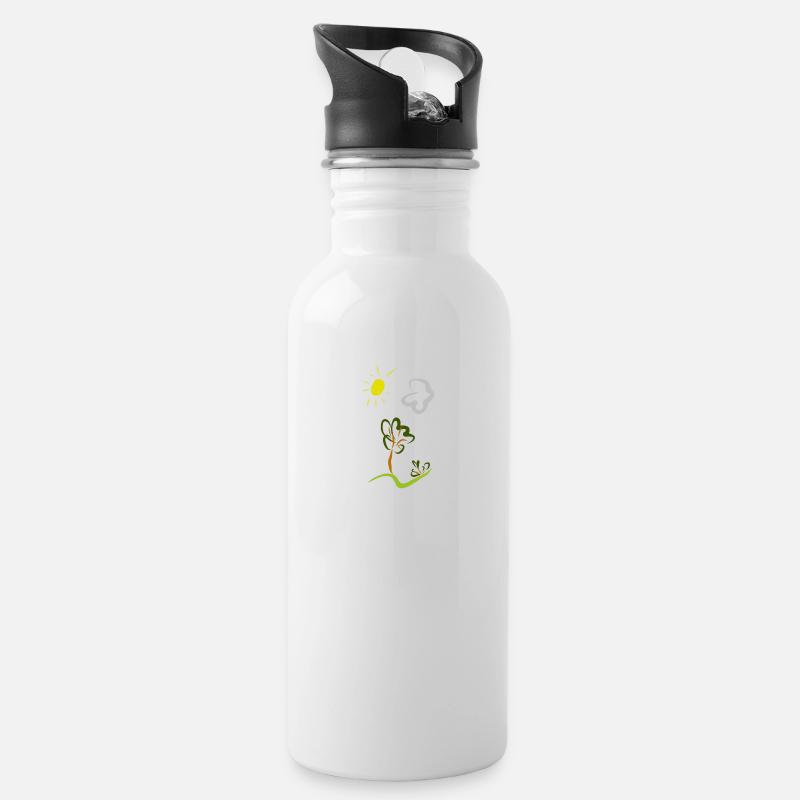 Natur - Trinkflasche mit integriertem Trinkhalm - Weiß