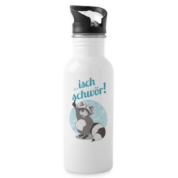Waschbär - Racoon - Spruchshirt - Animalprint - Trinkflasche mit integriertem Trinkhalm - Weiß - Rechts